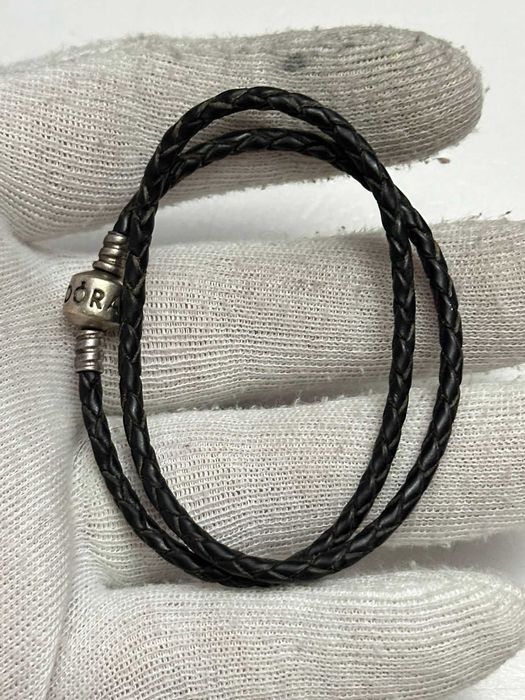 BRATARA ARGINT 925 - PANDORA - ALE + Snur din piele - Originala !