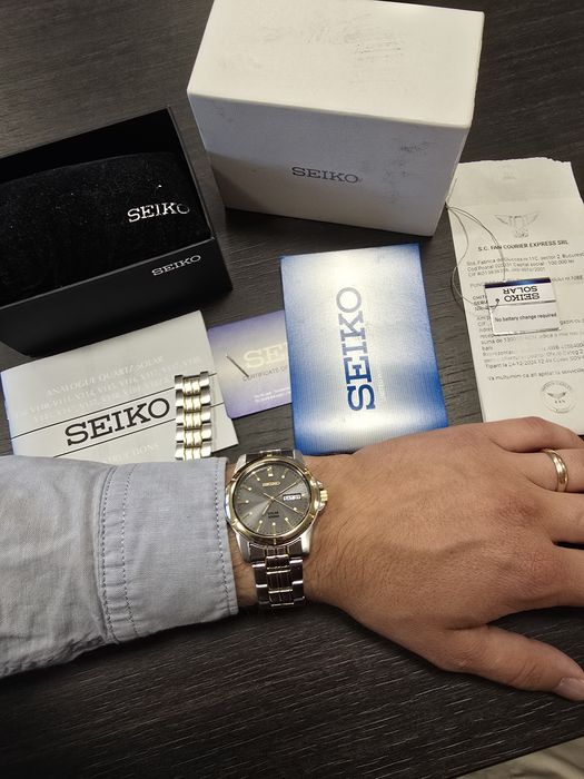 Seiko SNE098 Solar – ceas bărbătesc elegant, calitate japoneză, set complet