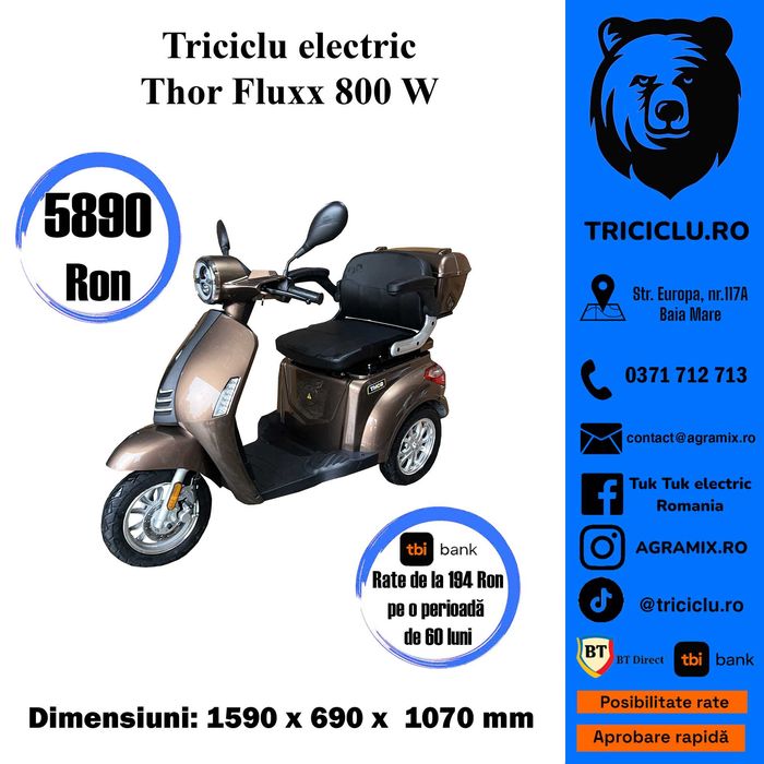 Triciclu electric Thor Fluxx fara permis Agramix