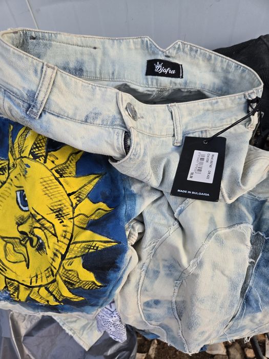 Djofra нови дамски дънки бойфренд ръчно рисувани 30 номер /Л раз