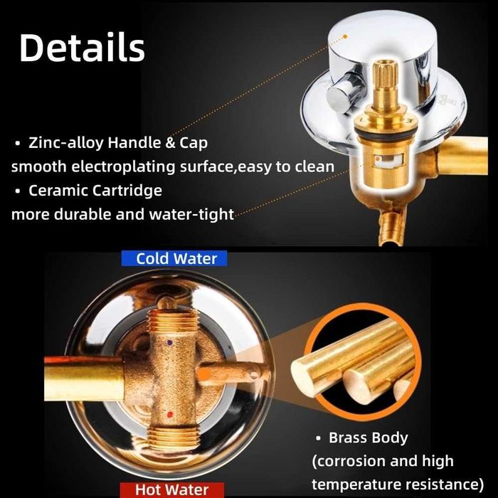 НОВ! Стенен смесител, 3 изхода, Intubation модел 10 см, месинг, хром