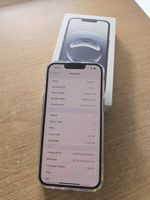 Iohone 16e 2 incarcari 128 gb
