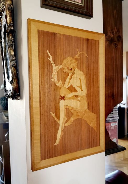 Антикварен ръчно изработен модел на самолет от махагон и камък Канада