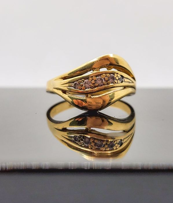 Inel din aur 14K cu 5 pietre semiprețioase albe – mărimea 56