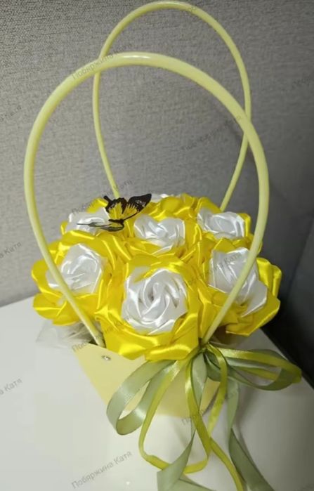 Розы из атласных ленты ручная работа одна роза 12000