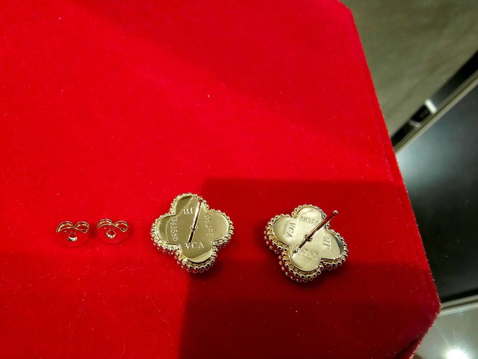 Van Cleef & Arpels VCA Rose Tiger Eye Alhambra Clover Дамски Обеци