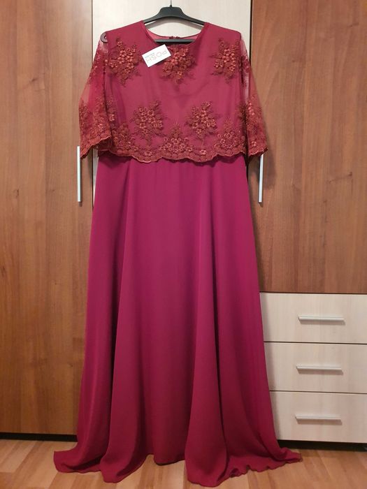 Rochie lunga de ocazie, rosu-grena, Posh Atelier, noua