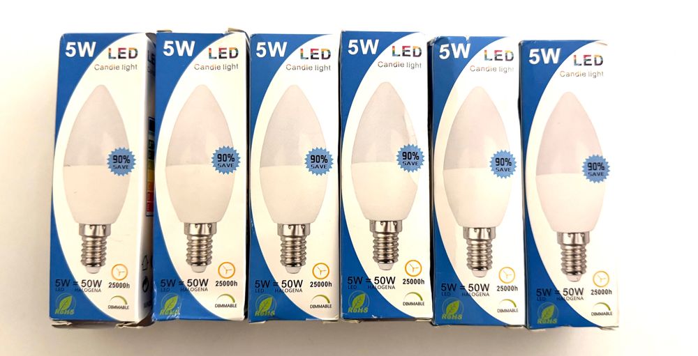 6 х LED Крушка 5W 25 000h Лампа Топло Бяла Светлина