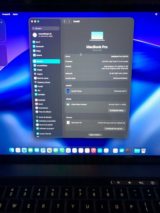 Macbook Pro 16' I7 2,6GHz, 16 Gb RAM, 512 GB SSD,  A2141-2020