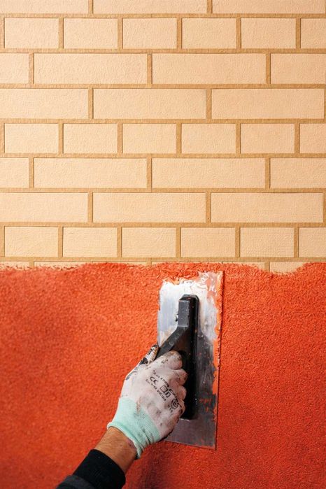 Трафарет на стену фасадна кирпич кладка. Штукатурка, жидкий травертин