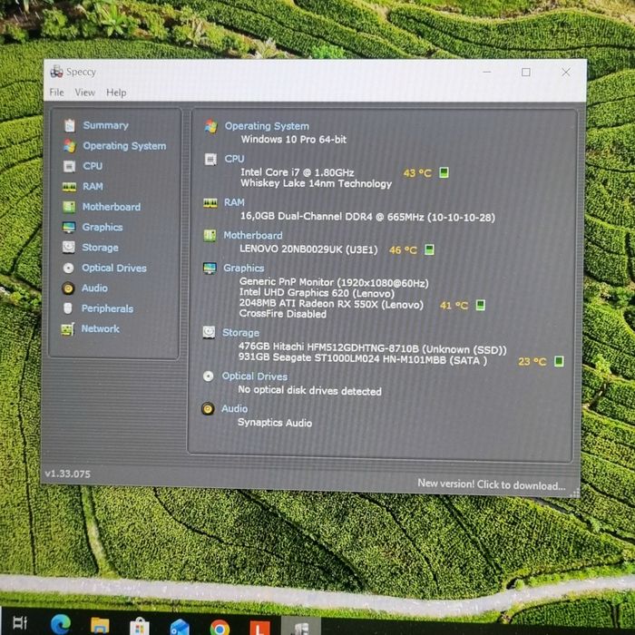 Lenovo I7-8565U,16Gb Ram, Ssd 512Gb
