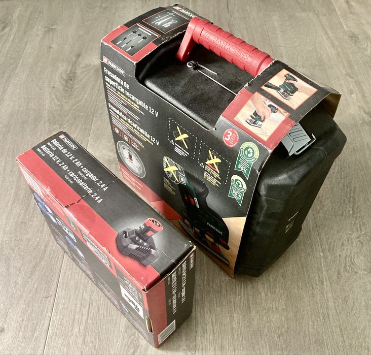 Freză Parkside 12V + baterie 2Ah + încărcător – noi, sigilate