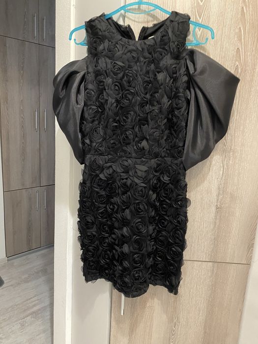 Малка черна Рокля 3D цветя
