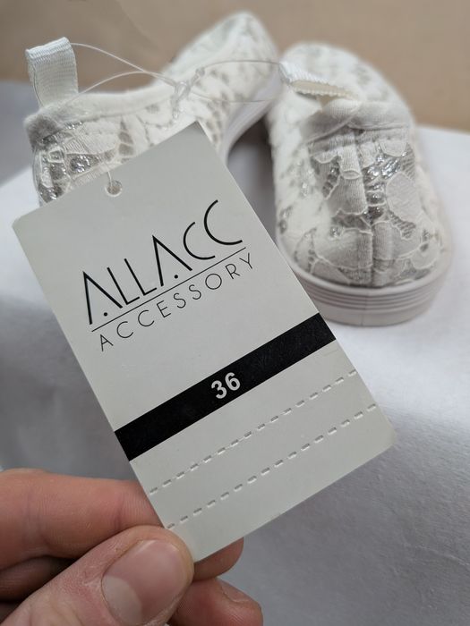 Balerini Damă ALLACC Albi cu Argintiu Model Abstract Noi cu Etichetă S