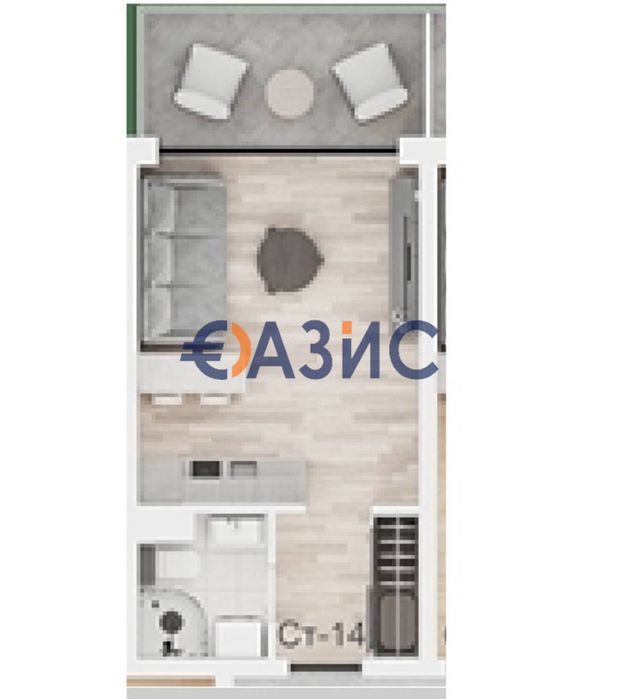 Продава се Едностаен апартамент в к.к. Слънчев бряг - 36 кв.м за 873 €/кв.м - Снимка #2