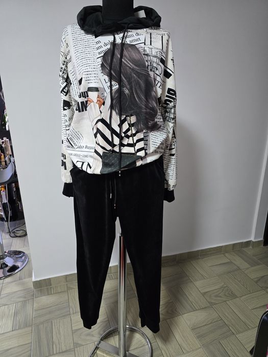 Trening dama catifea, hoodie cu gluga