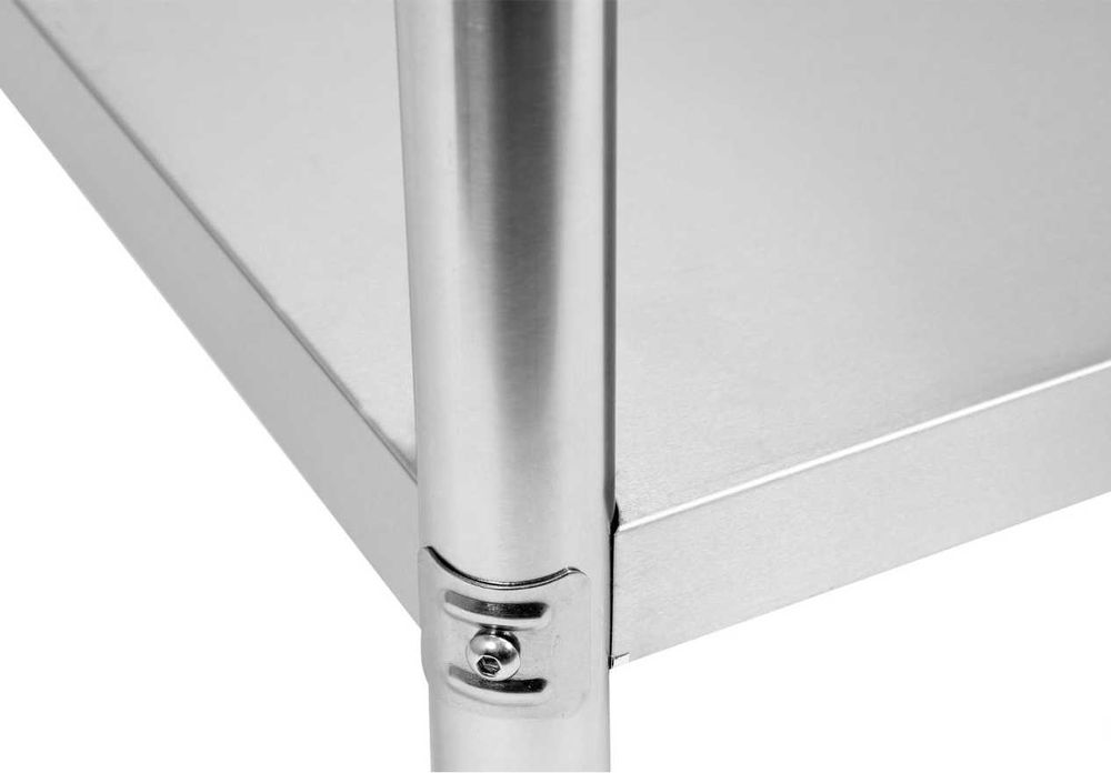 Masă Inox 1600x700x850 mm cu Rebord si Poliță Inferioară Demontabilă