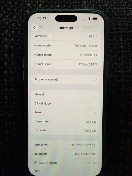 Vand Iphone 16 pro max, 256 GB, ca nou