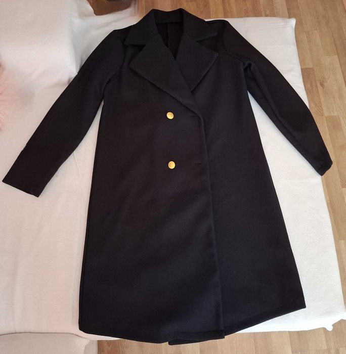 Дамско черно палто