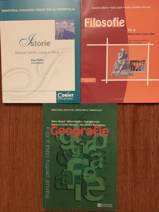 Culegeri bac + manuale XII, Romana, Filozofie, Geogra, Istorie