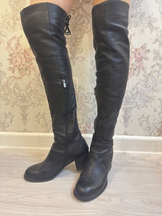 Сапоги кожаные осенние