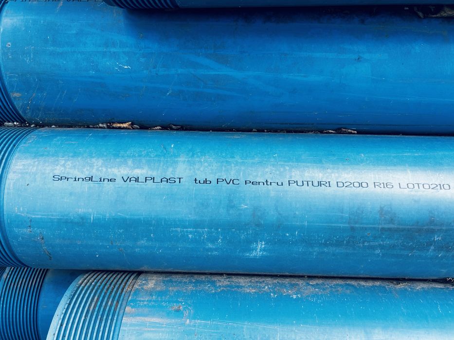 Tub, teava albastra PVC  puturi apa D200 R16 5m