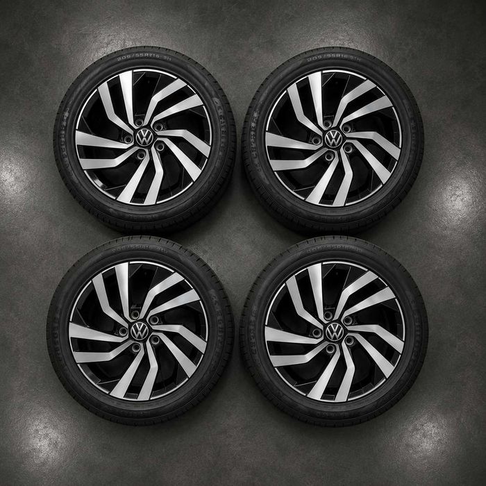 4 Jante Originale VW Golf 7 Golf 8 R16 + Anvelope VARĂ 205/55 R16 NOI Demo 5x112 ET46