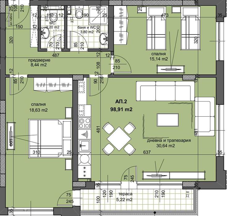 Тристаен НОВА СГРАДА с АКТ 16 - кв. Тракия