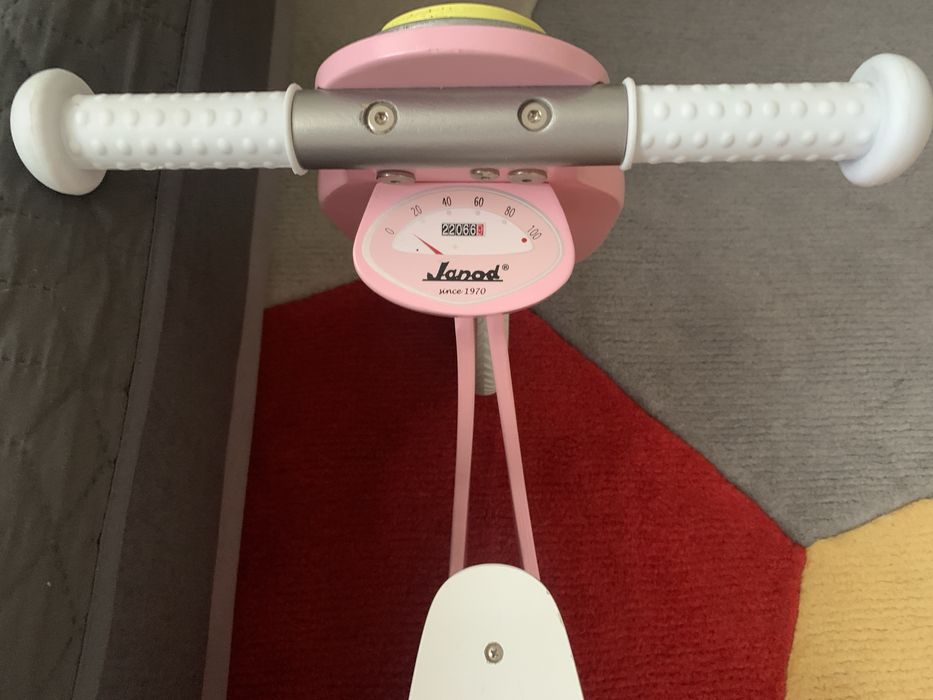 Дървено детско баланс колело/Розов скутер Janod с чанта