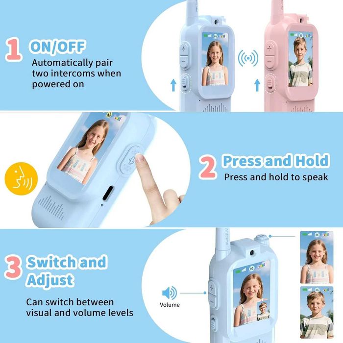 Walkie Talkie Video copii set 2 statii VALA Video M3, 11 canale