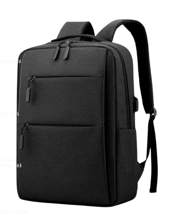 Ghiozdan laptop business negru slim avion calatorii geanta travel usb