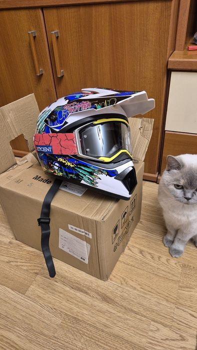 Casca full face  bicicleta downhill enduro cu ochelari noi