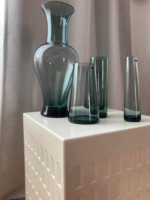 set vaze pt mobilier din sticla cristal turmalin Wilhelm Wagenfeld WMF