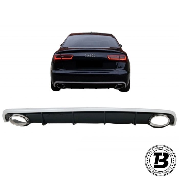 Difuzor Bara Spate cu Ornamente Evacuare compatibil cu Audi A6 4G RS6 Design