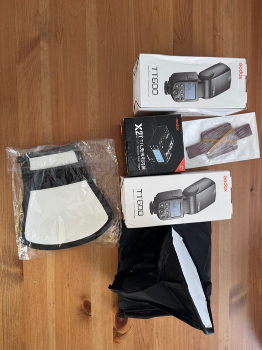 2 светкавици GODOX TT600 + X2Tc TTL синхронизатор Godox X2TFc Предавател за Canon