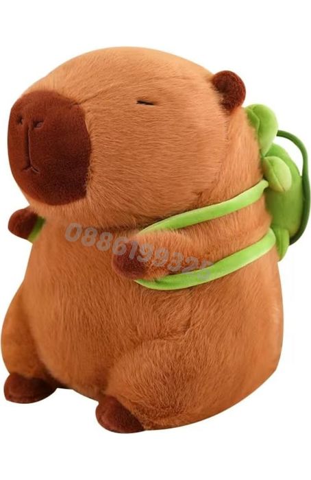 Плюшена Капибара Бяла/Кафява, Плюшена играчка Капибара с костенурка