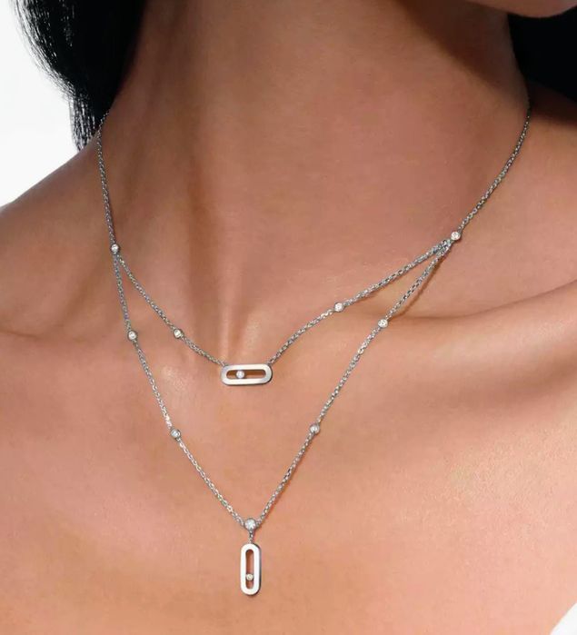 Двойная цепь с бриллиантами