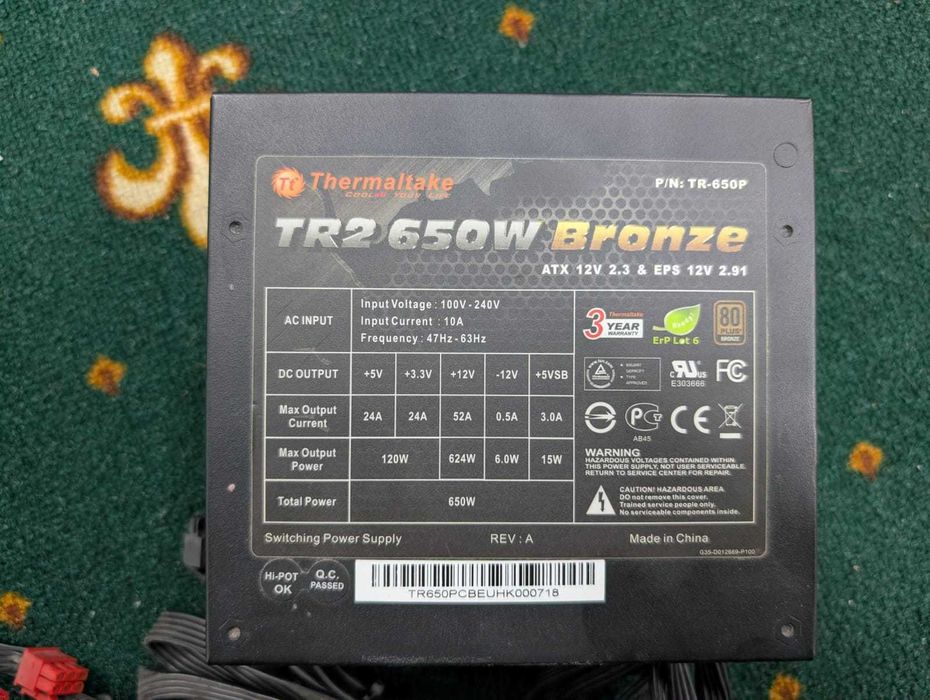 Блок питания Thermaltake 80+ bronze 650W