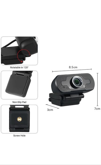 Camera web Tellur Full HD, 2MP, autofocus, microfon, Negru