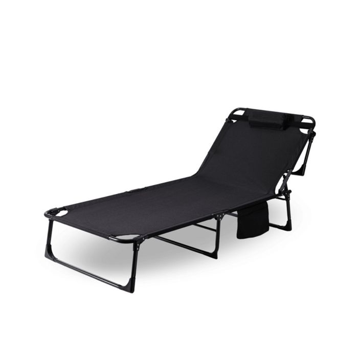 Сгъваемо къмпинг легло и градински шезлонг 2в1, с мек матрак и възглав