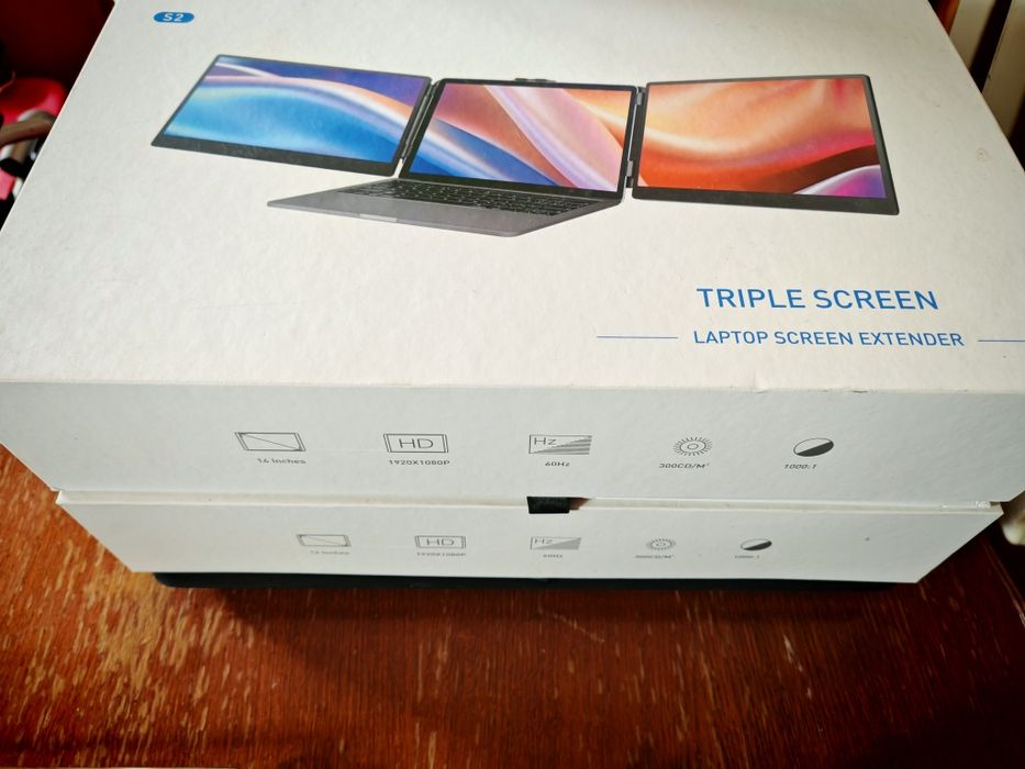 Laptop screen extender, triple screen S2 FHD iPS 14" x2