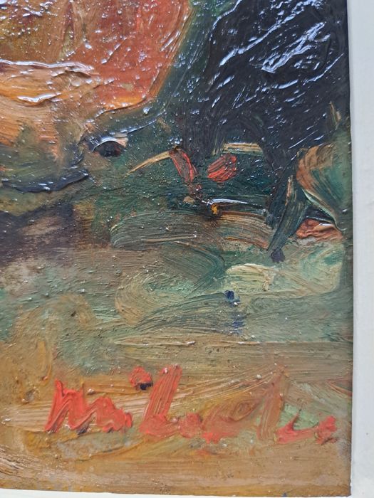 Pictură" Ograda cu animale", Mihail Poiana Mihalcea(1903 Poiana-1966)