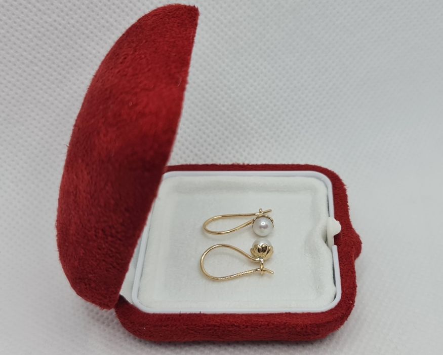 Cercei de aur galben14k cu perlă naturală pentru fetițe