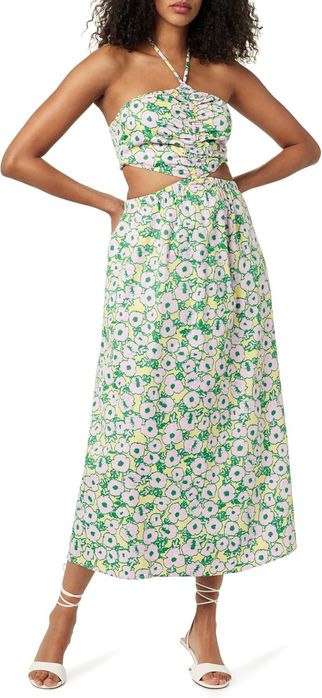 Rochie maxi din bumbac Brinda pentru femei, cu decupaje și guler halter