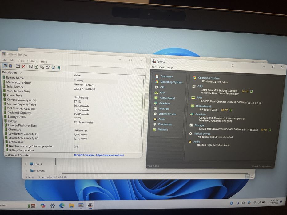 HP ProBook 450 G6  / i7 Gen 8 / SSD 256 GB / 8 GB RAM