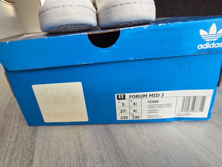Adidas Forum Mid J albi, marime 37 1/3