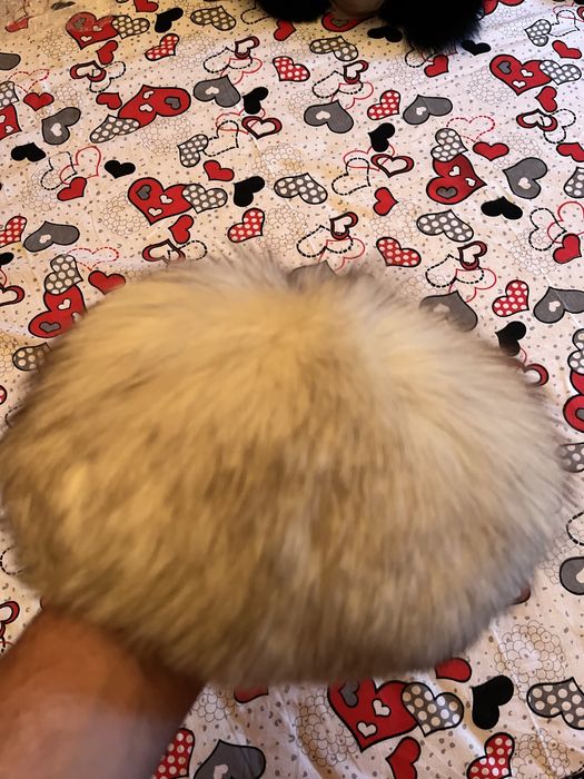 Caciula + guler blana natura