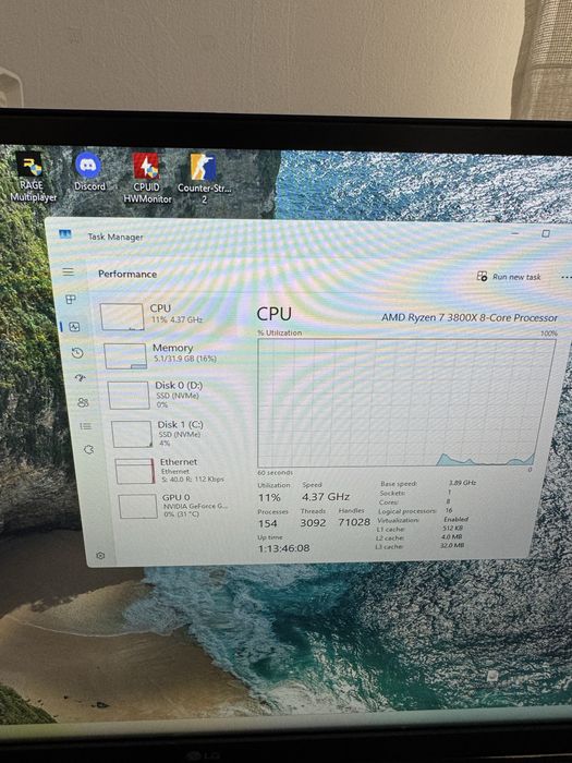 Setup Ryzen 7 3800X, 32GB RAM, GTX1080TI, 2 monitoare