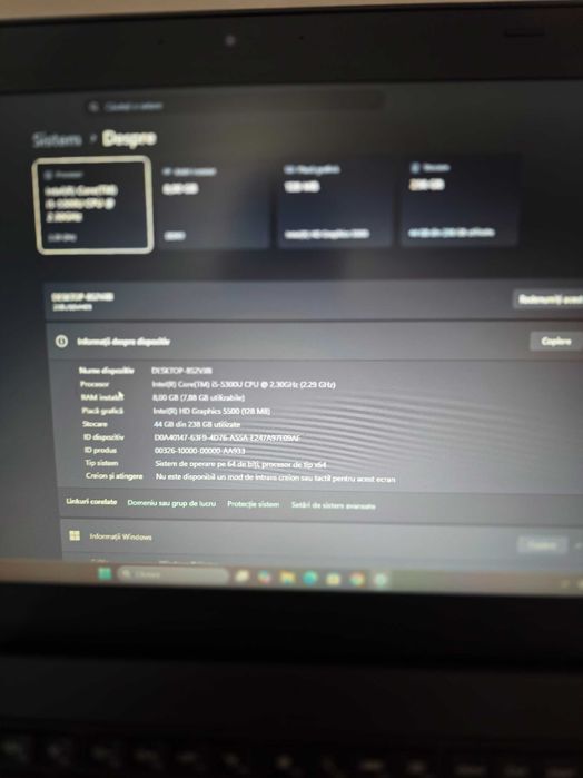 diagnoza auto Lenovo T450, I5-5300, RAM 8GB, SSD 256GB, BAT 3ORE