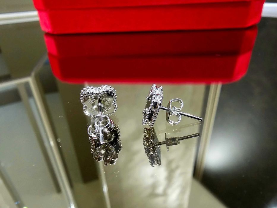 Van Cleef & Arpels VCA Silver Grey Mother Sweet Alhambra Дамски Обеци